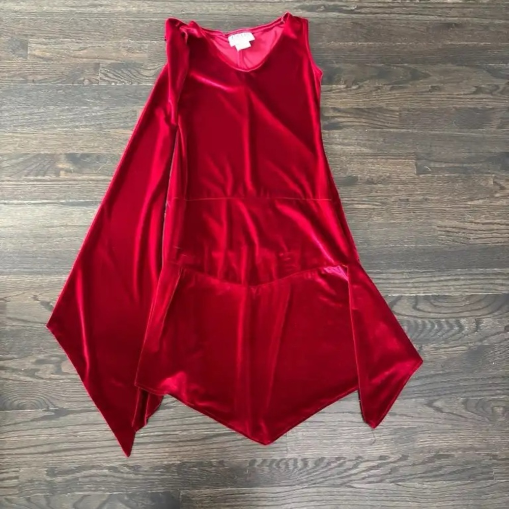 Charades Red Velvet 1920s Flapper Halloween Costume Dress in Size Extra Small